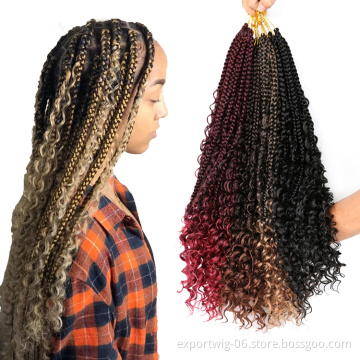 Crochet Hair river Box Braids goddess faux nu locs 18Inch Ombre Synthetic Hair Braid curly river box Braiding Hair Extensions